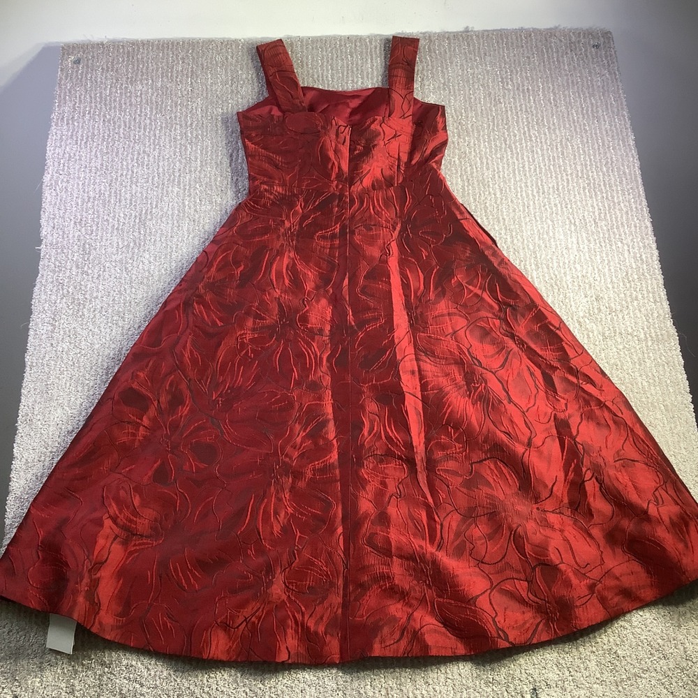 Miss Rosier Red Floral Jacquard Fit and Flare Midi Dress Womens Size Medium NWT